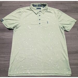 William Murray Mens Green Clover Rabbit Print Performance Golf Polo Shirt Size M